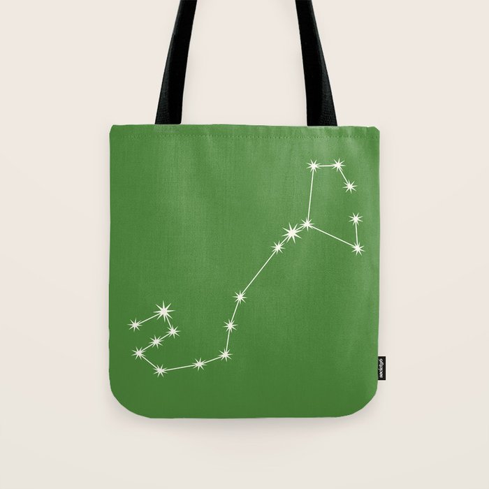 Scorpio Zodiac Star Constellation Line Art Kelly Green Tote Bag Gallery Image 1