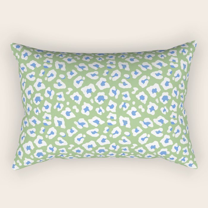 Dopamine Decor Leopard Print Blue And Green Rectangular Pillow Gallery Image 2