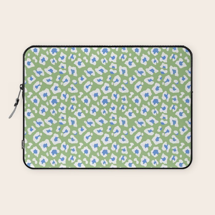 Dopamine Decor Leopard Print Blue And Green Laptop Sleeve Gallery Image 1