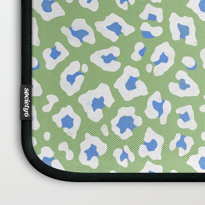 Dopamine Decor Leopard Print Blue And Green Laptop Sleeve Gallery Image 3
