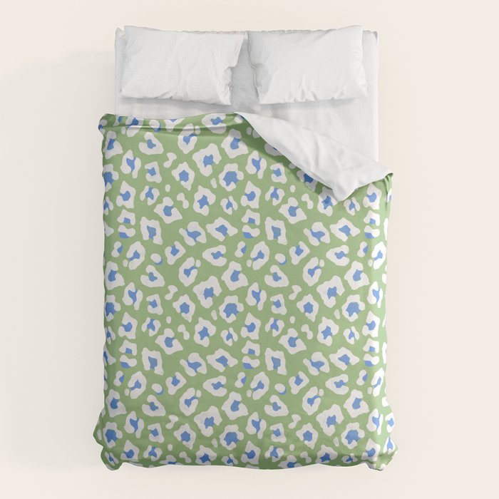 Dopamine Decor Leopard Print Blue And Green Duvet Cover Gallery Image 6