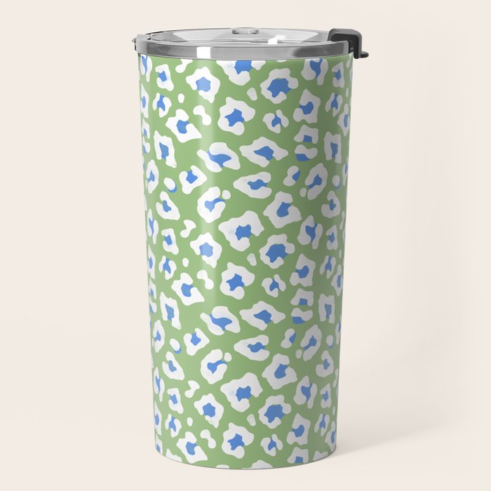 Dopamine Decor Leopard Print Blue And Green Travel Mug Gallery Image 2