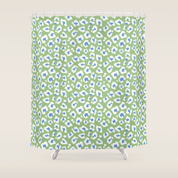 Dopamine Decor Leopard Print Blue And Green Shower Curtain Gallery Image 1