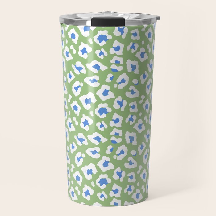 Dopamine Decor Leopard Print Blue And Green Travel Mug Gallery Image 1