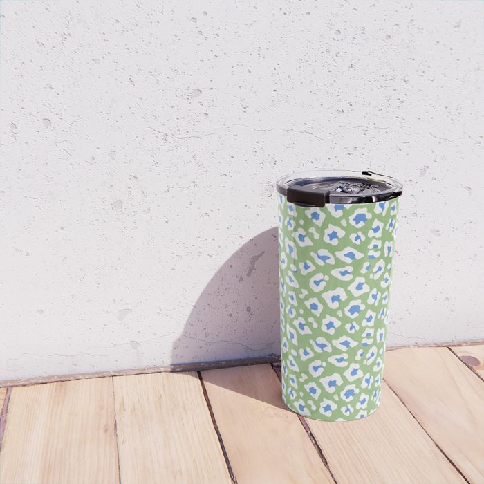 Dopamine Decor Leopard Print Blue And Green Travel Mug Gallery Image 4
