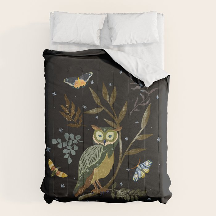 Moonlit Owl and Fluttering Moths Comforter Gallery Image 6