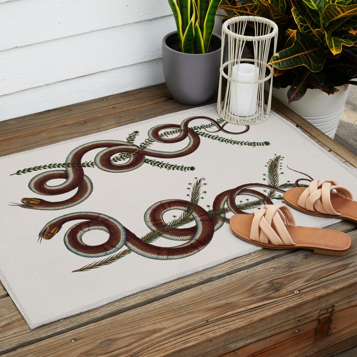 Albertus Seba Snakes  Double Spiral Vines  Outdoor Rug Gallery Image 2