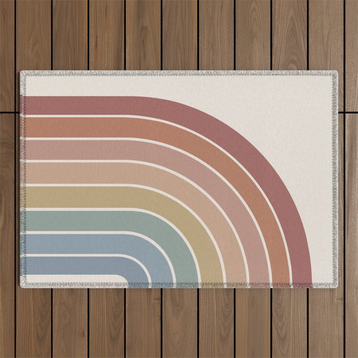 Gradient Arch XXIV Earthy Mid Century Modern Rainbow Outdoor Rug Gallery Image 1