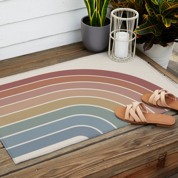 Gradient Arch XXIV Earthy Mid Century Modern Rainbow Outdoor Rug Gallery Image 2