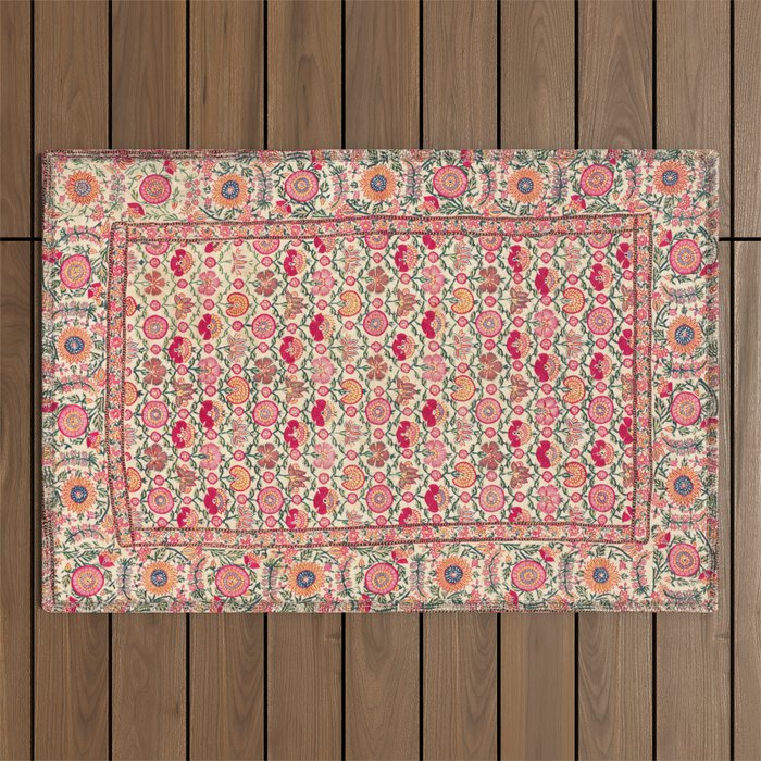 Vintage India Embroidered Textile, 17th Century Outdoor Rug Gallery Image 1