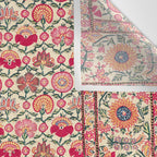 Vintage India Embroidered Textile, 17th Century Wall Tapestry Gallery Image 3