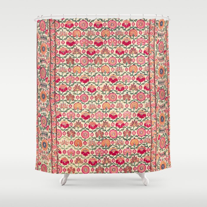Vintage India Embroidered Textile, 17th Century Shower Curtain Gallery Image 1