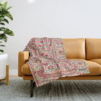 Vintage India Embroidered Textile, 17th Century Throw Blanket Gallery Image 1