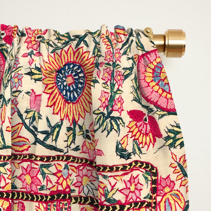 Vintage India Embroidered Textile, 17th Century Window Curtain Gallery Image 2