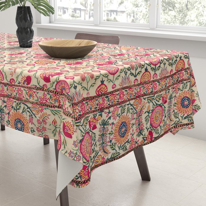 Vintage India Embroidered Textile, 17th Century Tablecloth Gallery Image 3