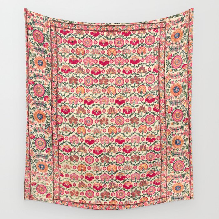 Vintage India Embroidered Textile, 17th Century Wall Tapestry Gallery Image 4