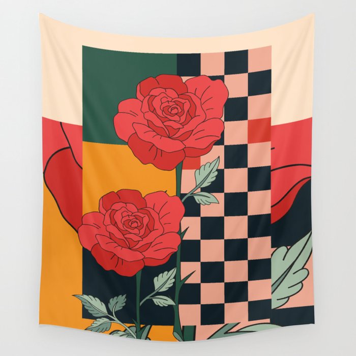 Red Roses 3 Wall Tapestry Gallery Image 1