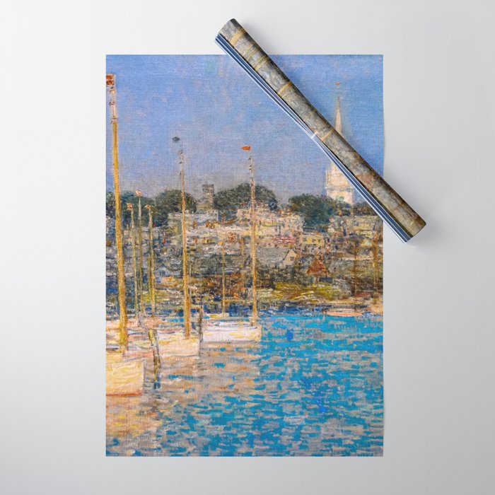 Newport Harbor, Newport, Rhode Island - Cat Boats by Frederick Childe Hassam Wrapping Paper Gallery Image 1