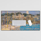 Newport Harbor, Newport, Rhode Island - Cat Boats by Frederick Childe Hassam Desk Mat Gallery Image 1
