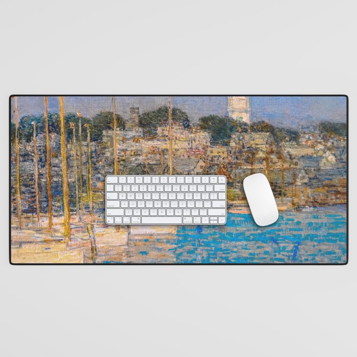Newport Harbor, Newport, Rhode Island - Cat Boats by Frederick Childe Hassam Desk Mat Gallery Image 1