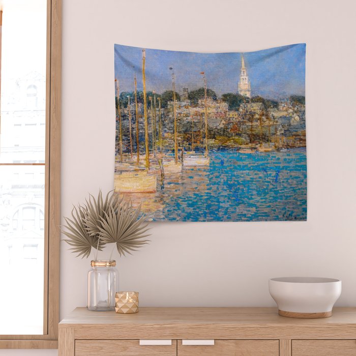 Newport Harbor, Newport, Rhode Island - Cat Boats by Frederick Childe Hassam Wall Tapestry Gallery Image 2