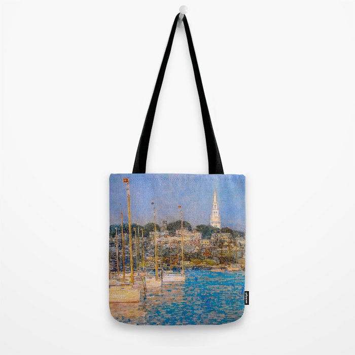Newport Harbor, Newport, Rhode Island - Cat Boats by Frederick Childe Hassam Tote Bag Gallery Image 2