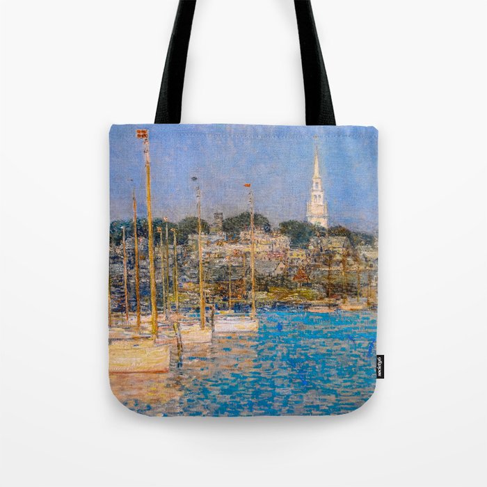 Newport Harbor, Newport, Rhode Island - Cat Boats by Frederick Childe Hassam Tote Bag Gallery Image 1