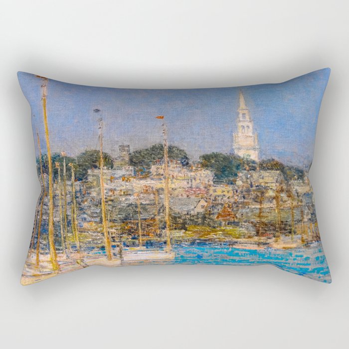 Newport Harbor, Newport, Rhode Island - Cat Boats by Frederick Childe Hassam Rectangular Pillow Gallery Image 1