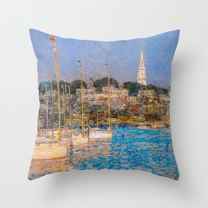Newport Harbor, Newport, Rhode Island - Cat Boats by Frederick Childe Hassam Throw Pillow Gallery Image 6