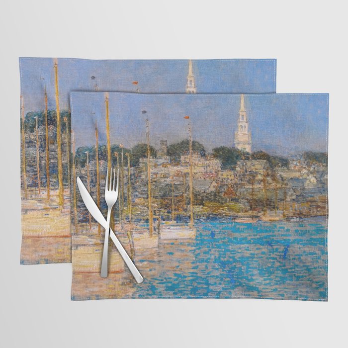 Newport Harbor, Newport, Rhode Island - Cat Boats by Frederick Childe Hassam Placemat Gallery Image 1