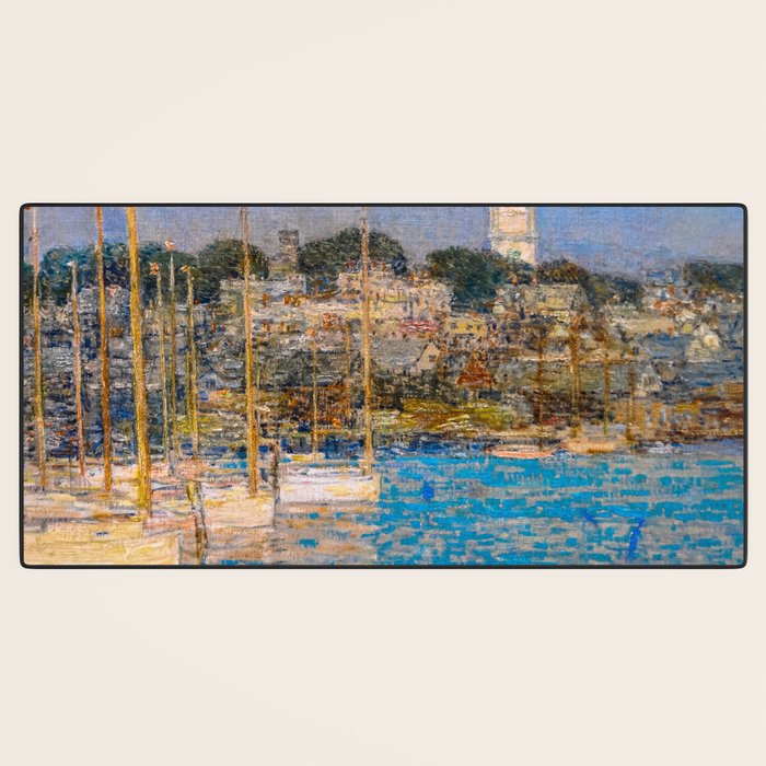 Newport Harbor, Newport, Rhode Island - Cat Boats by Frederick Childe Hassam Desk Mat Gallery Image 3