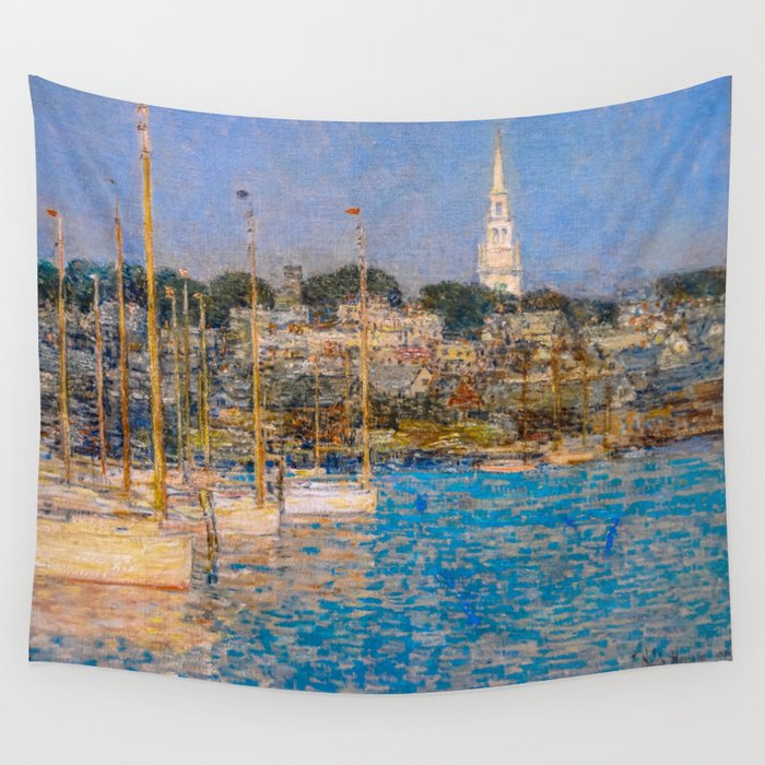 Newport Harbor, Newport, Rhode Island - Cat Boats by Frederick Childe Hassam Wall Tapestry Gallery Image 1
