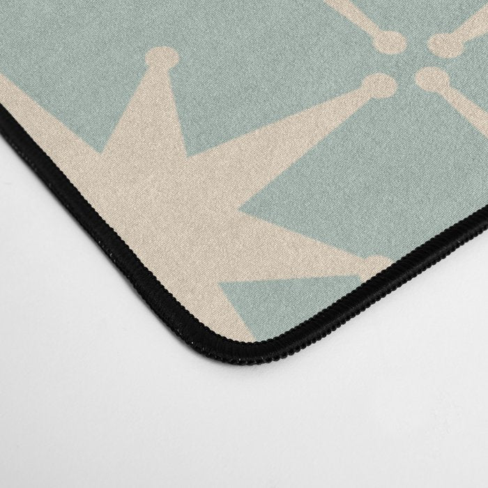 Atomic Age Retro 1950s Starburst Pattern in 50s Celadon Blue Green and Cream Desk Mat Gallery Image 4