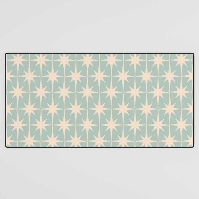 Atomic Age Retro 1950s Starburst Pattern in 50s Celadon Blue Green and Cream Desk Mat Gallery Image 3