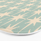 Atomic Age Retro 1950s Starburst Pattern in 50s Celadon Blue Green and Cream Bath Mat Gallery Image 3