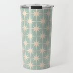 Atomic Age Retro 1950s Starburst Pattern in 50s Celadon Blue Green and Cream Travel Mug Gallery Image 1