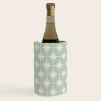 Atomic Age Retro 1950s Starburst Pattern in 50s Celadon Blue Green and Cream Wine Chiller Gallery Image 2