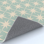 Atomic Age Retro 1950s Starburst Pattern in 50s Celadon Blue Green and Cream Rug Gallery Image 4