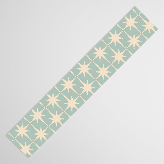 Atomic Age Retro 1950s Starburst Pattern in 50s Celadon Blue Green and Cream Table Runner Gallery Image 3