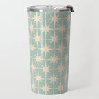 Atomic Age Retro 1950s Starburst Pattern in 50s Celadon Blue Green and Cream Travel Mug Gallery Image 2