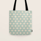Atomic Age Retro 1950s Starburst Pattern in 50s Celadon Blue Green and Cream Tote Bag Gallery Image 1