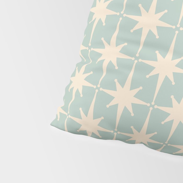 Atomic Age Retro 1950s Starburst Pattern in 50s Celadon Blue Green and Cream Pillow Sham Gallery Image 4