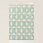 Atomic Age Retro 1950s Starburst Pattern in 50s Celadon Blue Green and Cream Stationery Card Gallery Image 2
