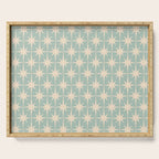 Atomic Age Retro 1950s Starburst Pattern in 50s Celadon Blue Green and Cream Serving Tray Gallery Image 1