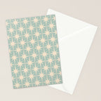 Atomic Age Retro 1950s Starburst Pattern in 50s Celadon Blue Green and Cream Stationery Card Gallery Image 2