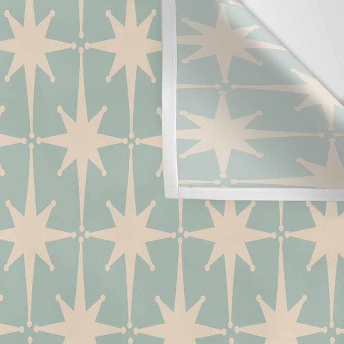 Atomic Age Retro 1950s Starburst Pattern in 50s Celadon Blue Green and Cream Wall Tapestry Gallery Image 3
