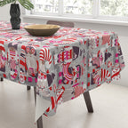 I gnome you more // grey background red and pink Valentine's Day gnomes and motifs Tablecloth Gallery Image 3