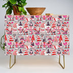 I gnome you more // grey background red and pink Valentine's Day gnomes and motifs Credenza Gallery Image 1