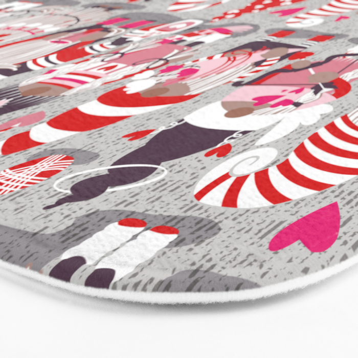 I gnome you more // grey background red and pink Valentine's Day gnomes and motifs Bath Mat Gallery Image 3