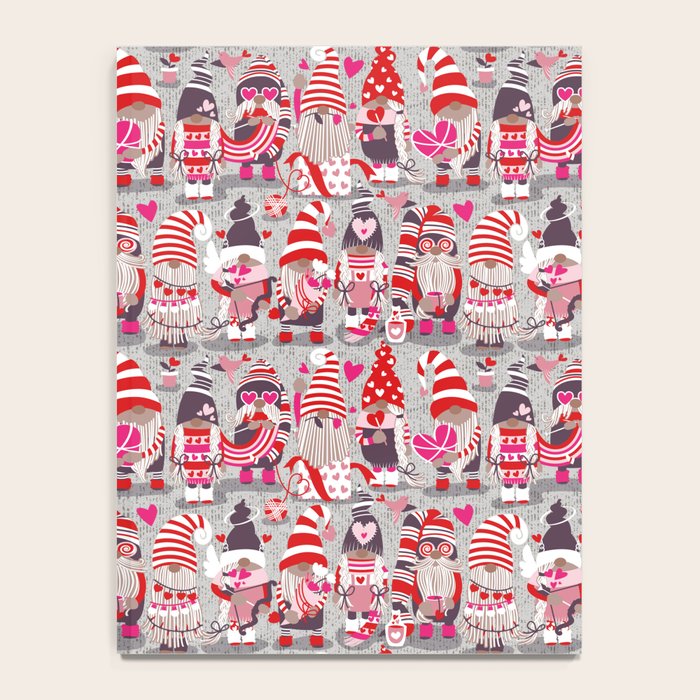 I gnome you more // grey background red and pink Valentine's Day gnomes and motifs Notebook Gallery Image 4